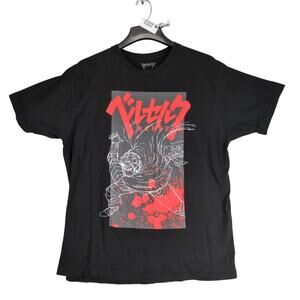 Berserk Anime Men's XL Graphic T-Shirt Short Sleeve Black Swordsman Guts Manga